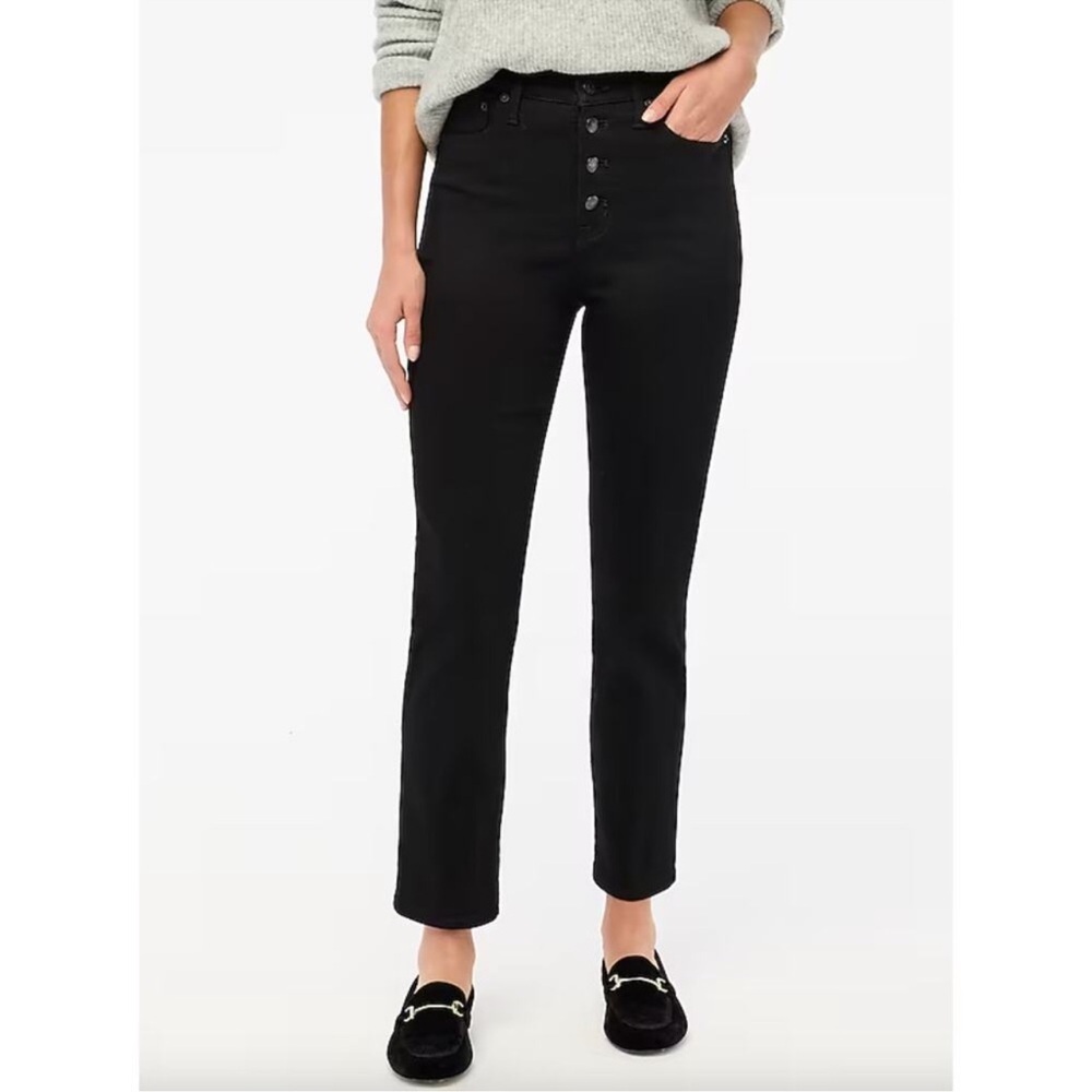 J.Crew High-rise stovepipe jean in signature stretch In Black Button Fly Size 29